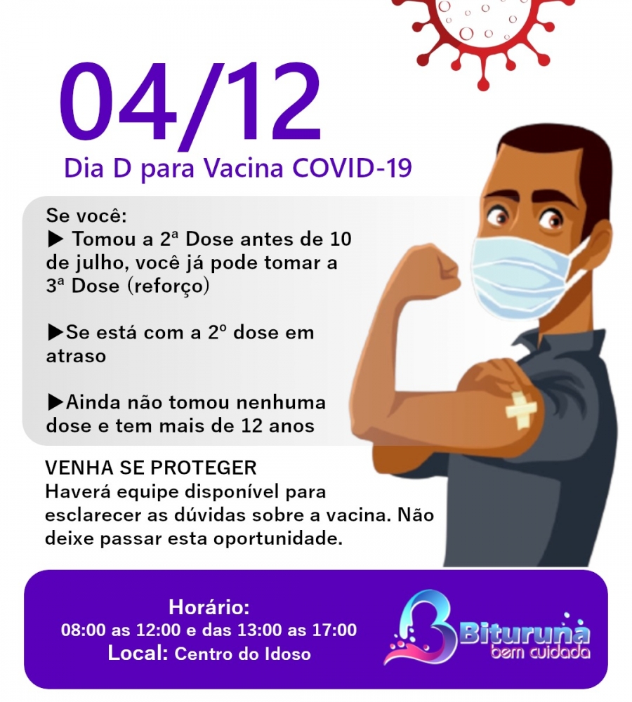 Dia D de vacinação contra Covid-19 acontece neste sábado (04) em Bituruna
